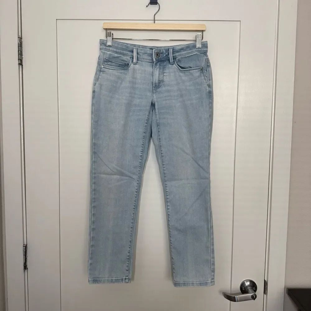 J Jill Denim Authentic Fit Slim Ankle Jeans Womens Sz 2 Petite Blue Straight Fit